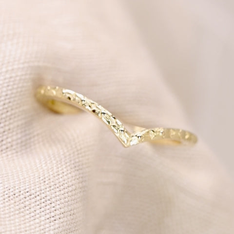 Flora - Floral Pattern Wishbone Wedding Ring - Made-to-Order Wedding Rings - Made-to-Order