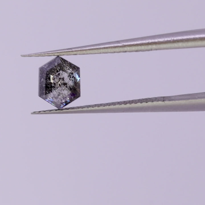 Salt and Pepper Diamond | 0.94ct Elongated Hexagon Rose Cut, Loose Gemstone