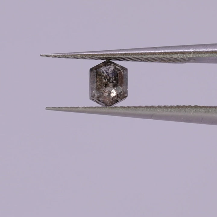 Salt and Pepper Diamond | 0.55ct Hexagon Rose Cut, Loose Gemstone