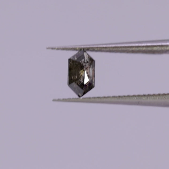 Salt and Pepper Diamond | 0.55ct Elongated Hexagon Rose Cut, Loose Gemstone