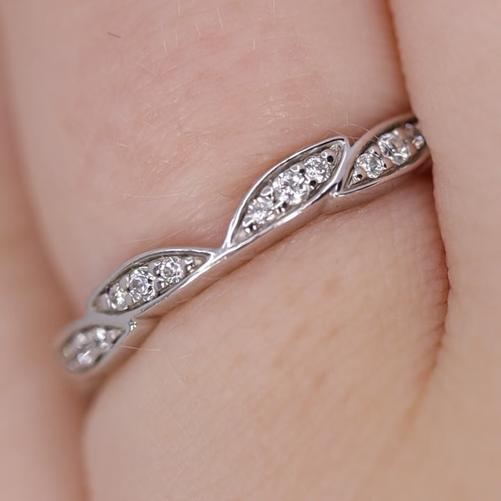 Zoey - Diamond Set Leaf Wedding Ring - Made-to-Order