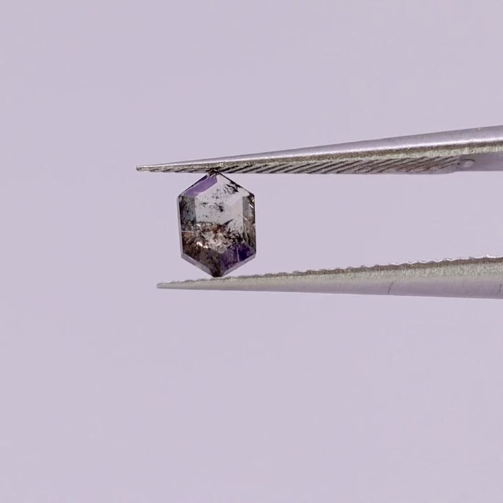 Salt and Pepper Diamond | 0.43ct Hexagon Rose Cut, Loose Gemstone