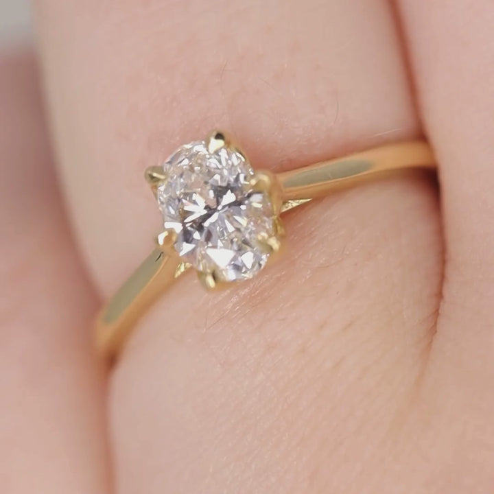 Raine - Oval Lab Grown Diamond Floral Basket Solitaire Made-to-Order Engagement Ring