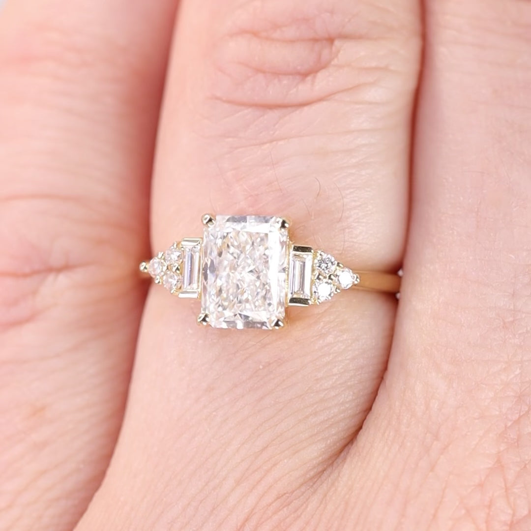 Arden - Radiant Cut Lab Grown Diamond Art Deco Engagement Ring - Ready-to-Wear Engagement Rings - Ready-to-Ship