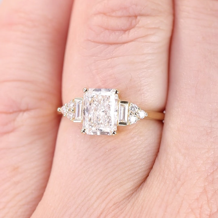 Arden - Radiant Cut Lab Grown Diamond Art Deco Engagement Ring - Ready-to-Wear Engagement Rings - Ready-to-Ship