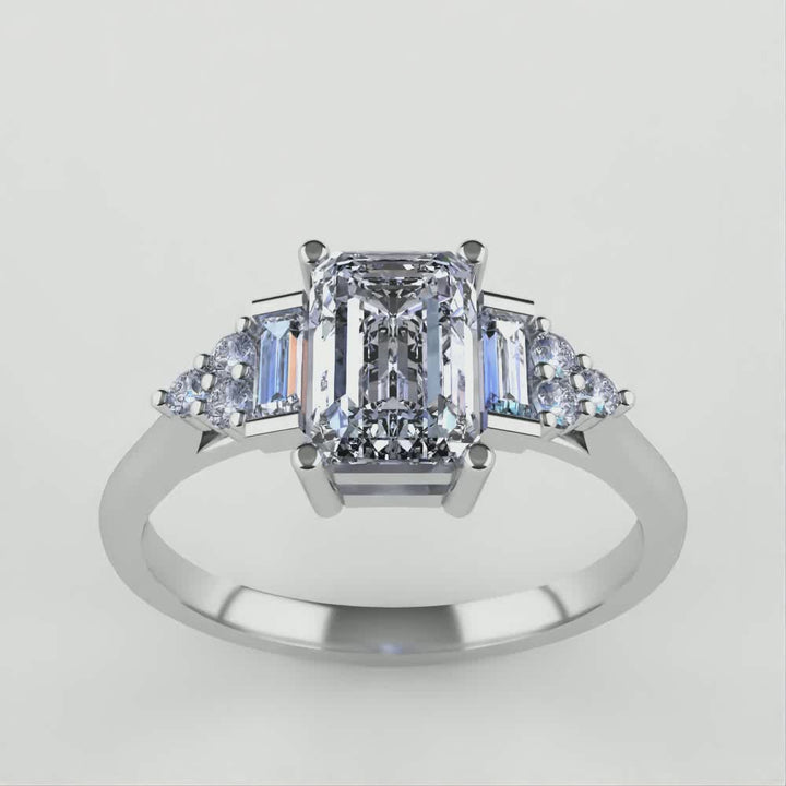 Arden - Radiant Cut Solar Lab Grown Diamond Art Deco Engagement Ring - Ready-to-Wear