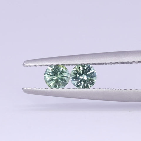 Pair of Round Green Optix Concave Tourmalines, 0.42ct Total Weight Loose Gemstones