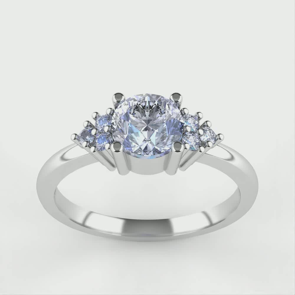 Henrietta - Round Solar Lab Grown Diamond Cluster Engagement Ring - Ready-to-Wear