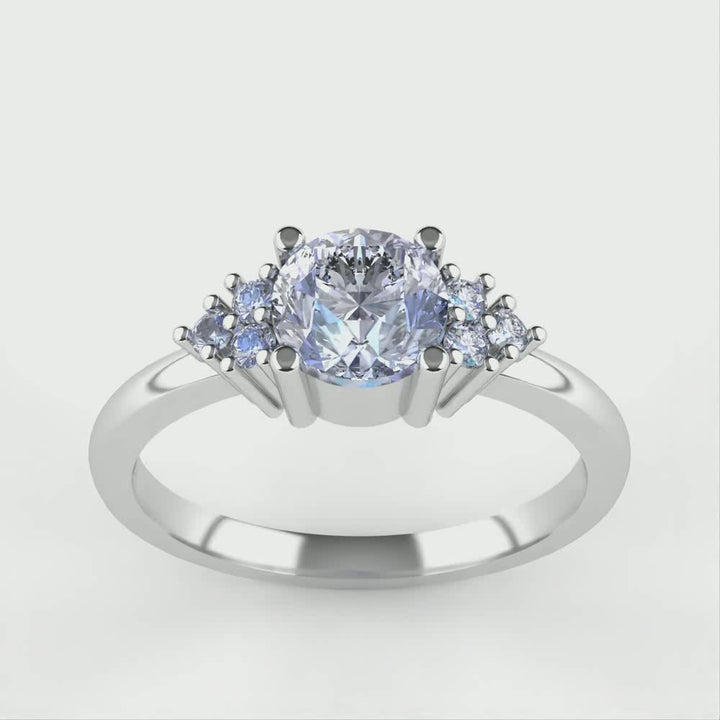 Henrietta - Round Solar Lab Grown Diamond Cluster Engagement Ring - Ready-to-Wear