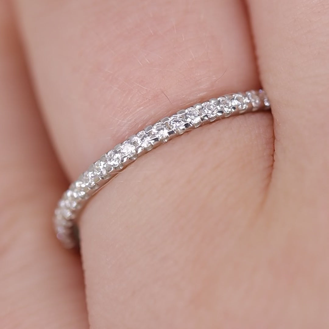 Ellis - Diamond Set Half Eternity Straight Wedding Ring - Made-to-Order