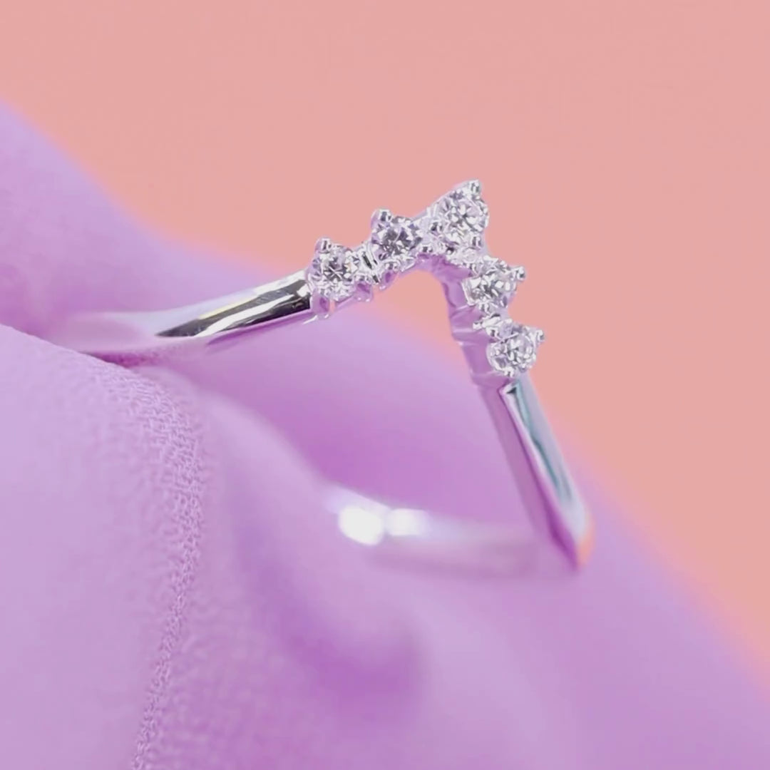 Enid - Diamond Set Deep Wishbone Wedding Ring - Made-to-Order