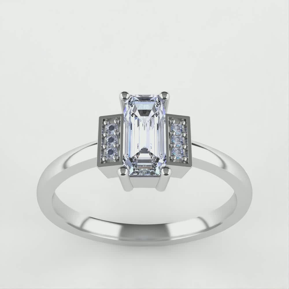 Marina - Lab Grown Baguette Diamond Art Deco Engagement Ring