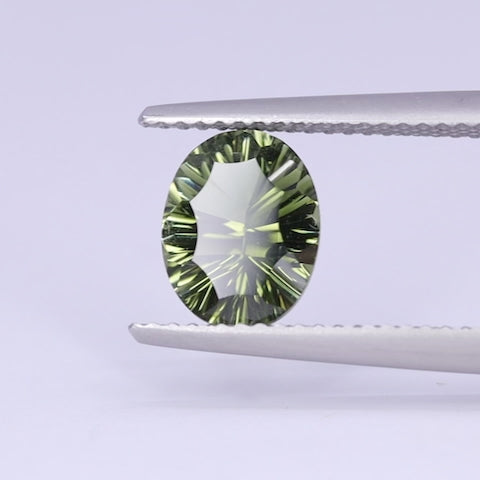 1.69ct Oval Cut Green Optix Concave Tourmaline Loose Gemstones