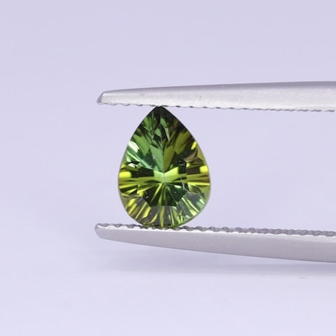 1.06ct Pear Cut Green Optix Concave Tourmaline Loose Gemstones