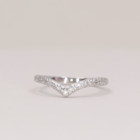 Bethan - Wishbone Vintage Style Patterned Diamond Set Half Eternity Wedding Band - Made-to-Order Wedding Rings - Made-to-Order