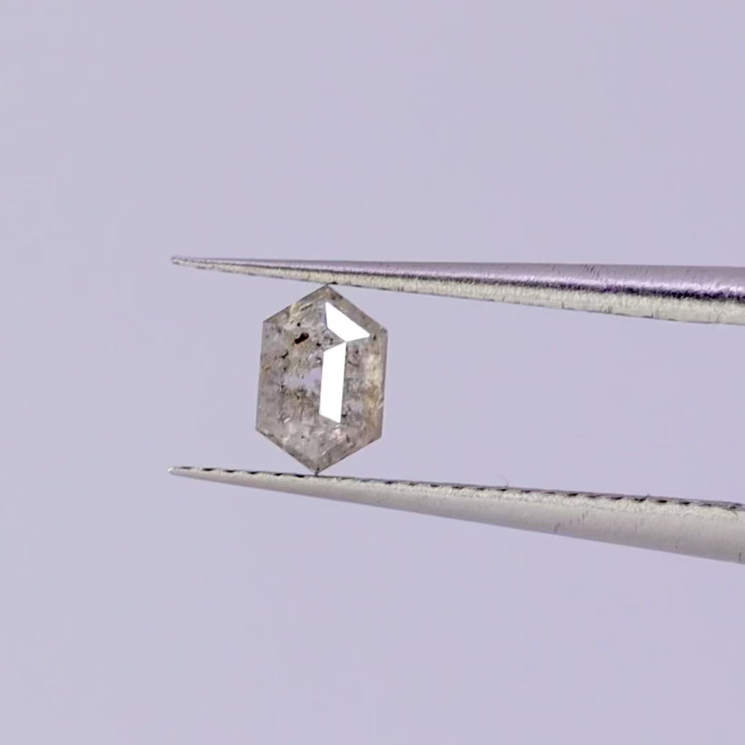 Salt and Pepper Diamond | 0.41ct Elongated Hexagon Cut, Loose Gemstone