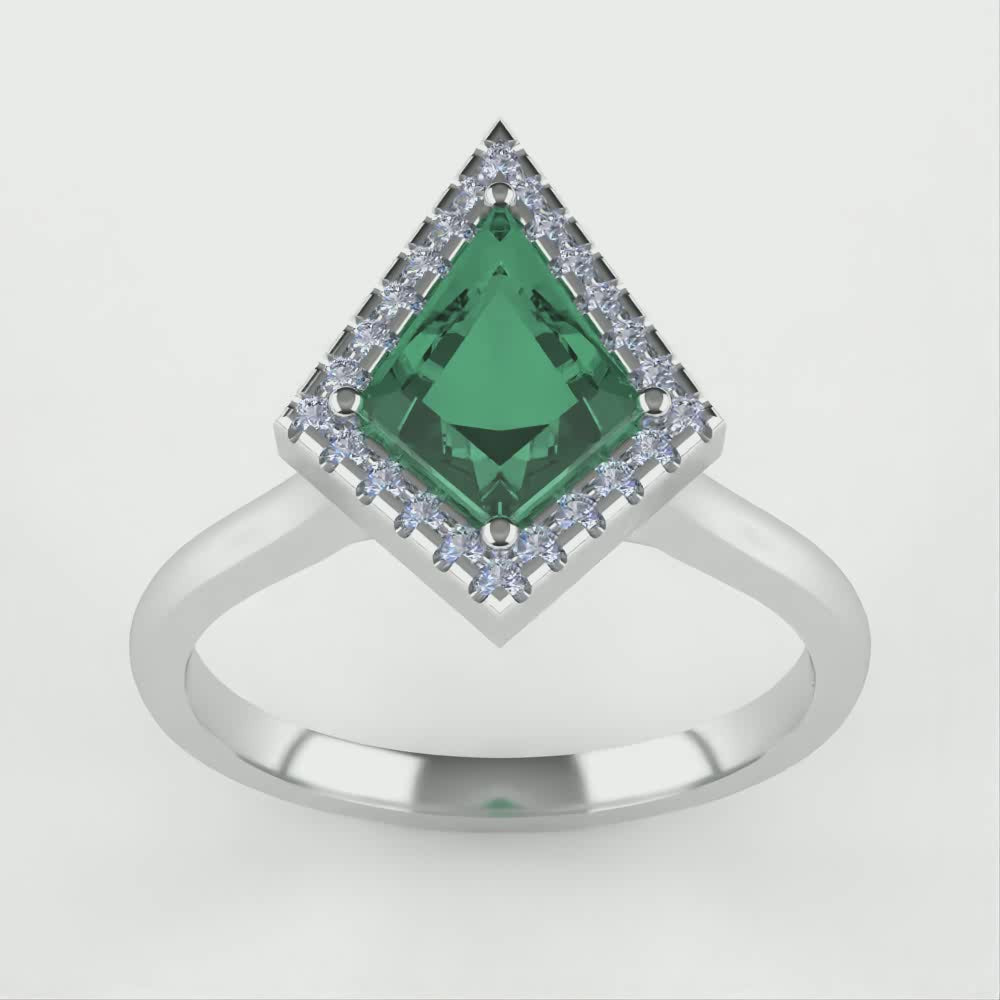 Winter - Kite Shaped Teal Sapphire Halo Engagement Ring