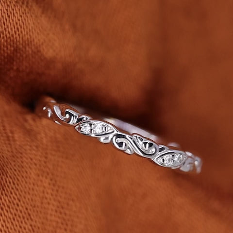 Serena - Diamond Set Flowing Scroll Vintage Style Wedding Ring - Made-to-Order Wedding Rings - Made-to-Order