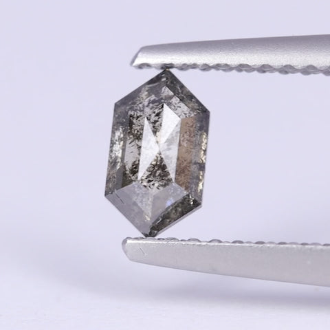 0.55ct Elongated Hexagon Rose Cut Salt and Pepper Diamond Loose Gemstones