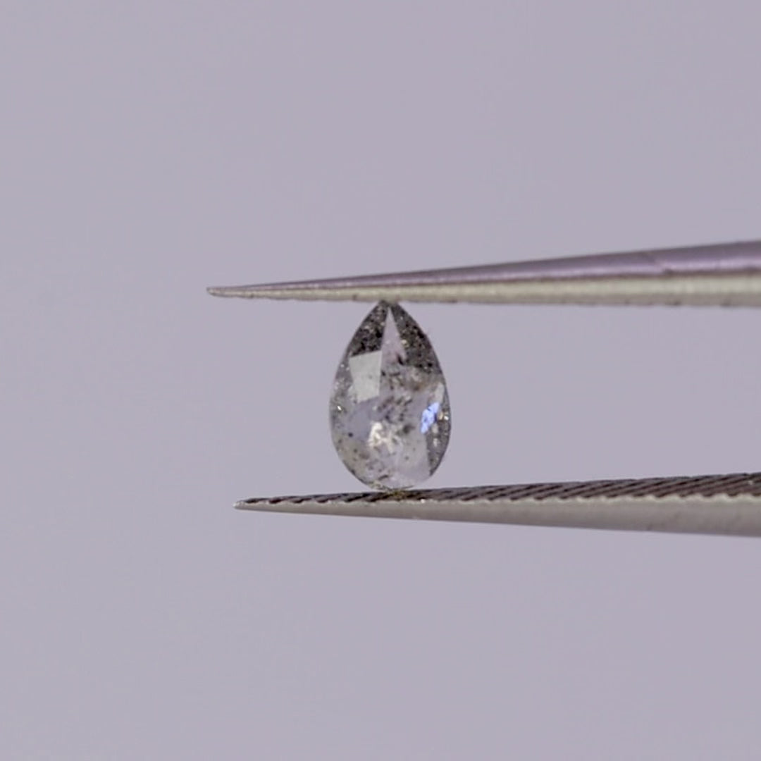 Salt and Pepper Diamond | 0.23ct Pear Rose Cut, Loose Gemstone