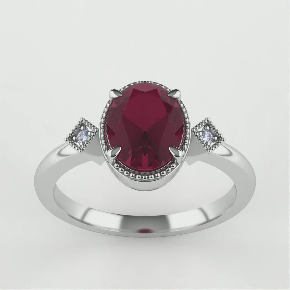 Autumn - The Taylor Collection - Oval Cut Red Garnet Engagement Ring