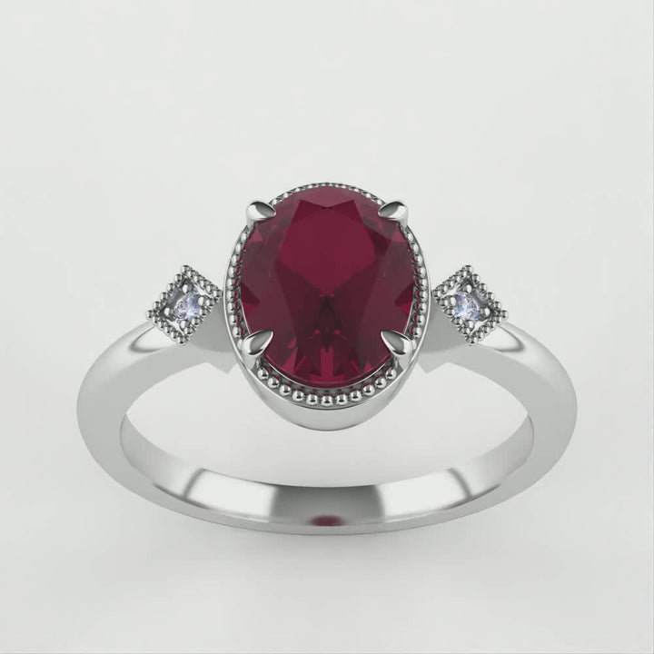 Autumn - The Taylor Collection - Oval Cut Red Garnet Engagement Ring