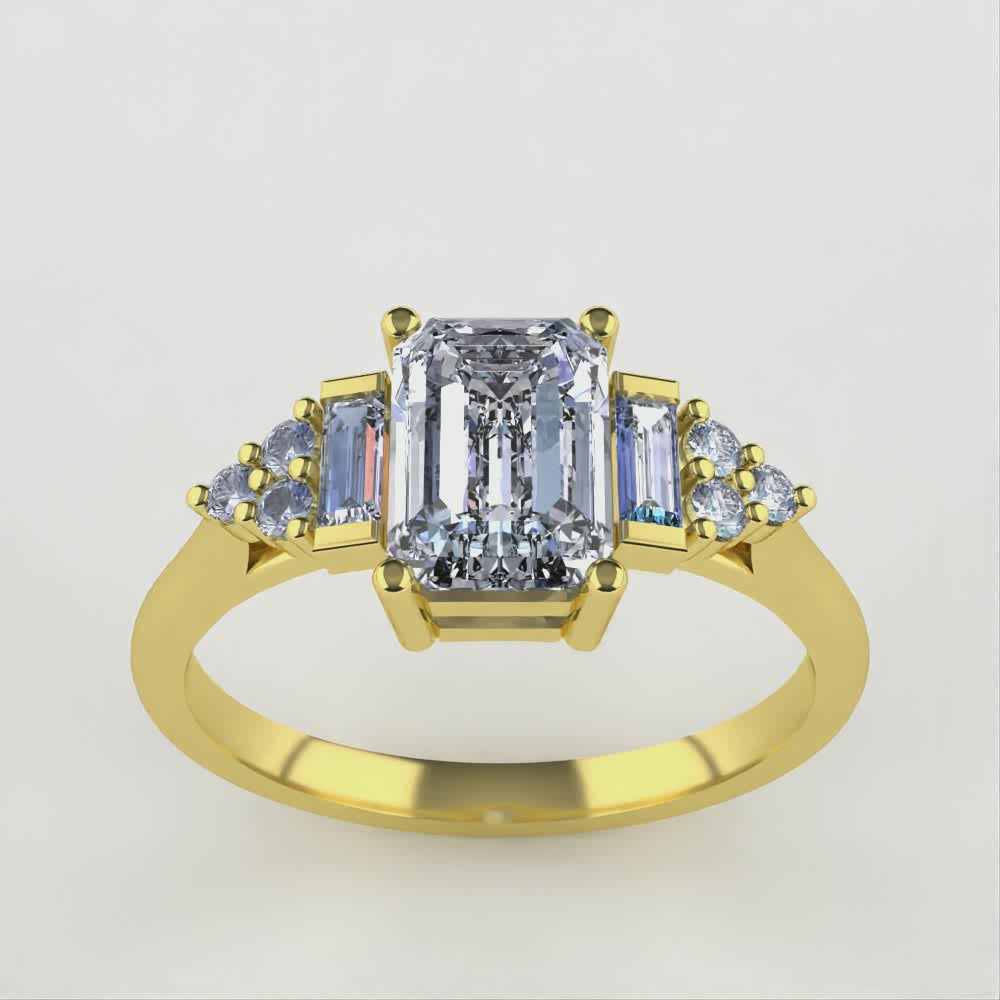 Arden - Radiant Cut Lab Grown Diamond Art Deco Engagement Ring - Ready-to-Wear