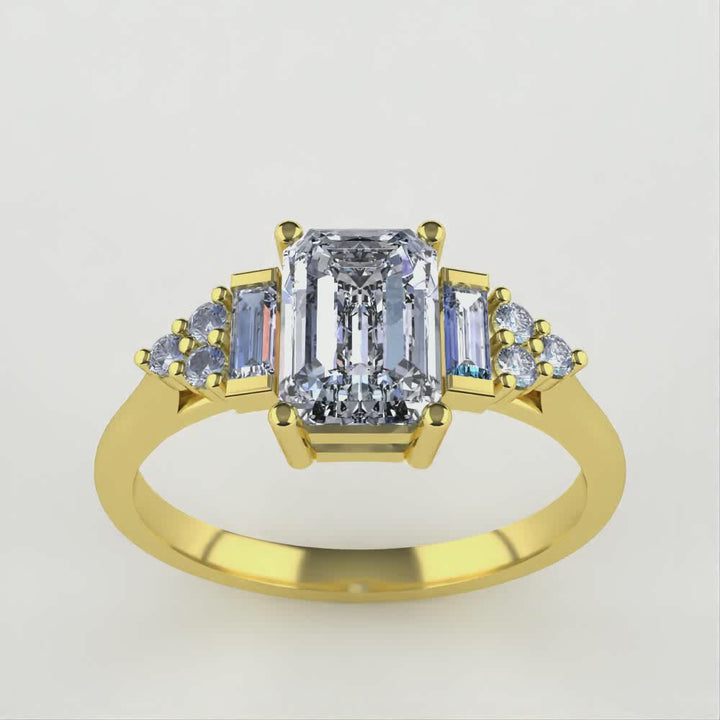 Arden - Radiant Cut Lab Grown Diamond Art Deco Engagement Ring - Ready-to-Wear