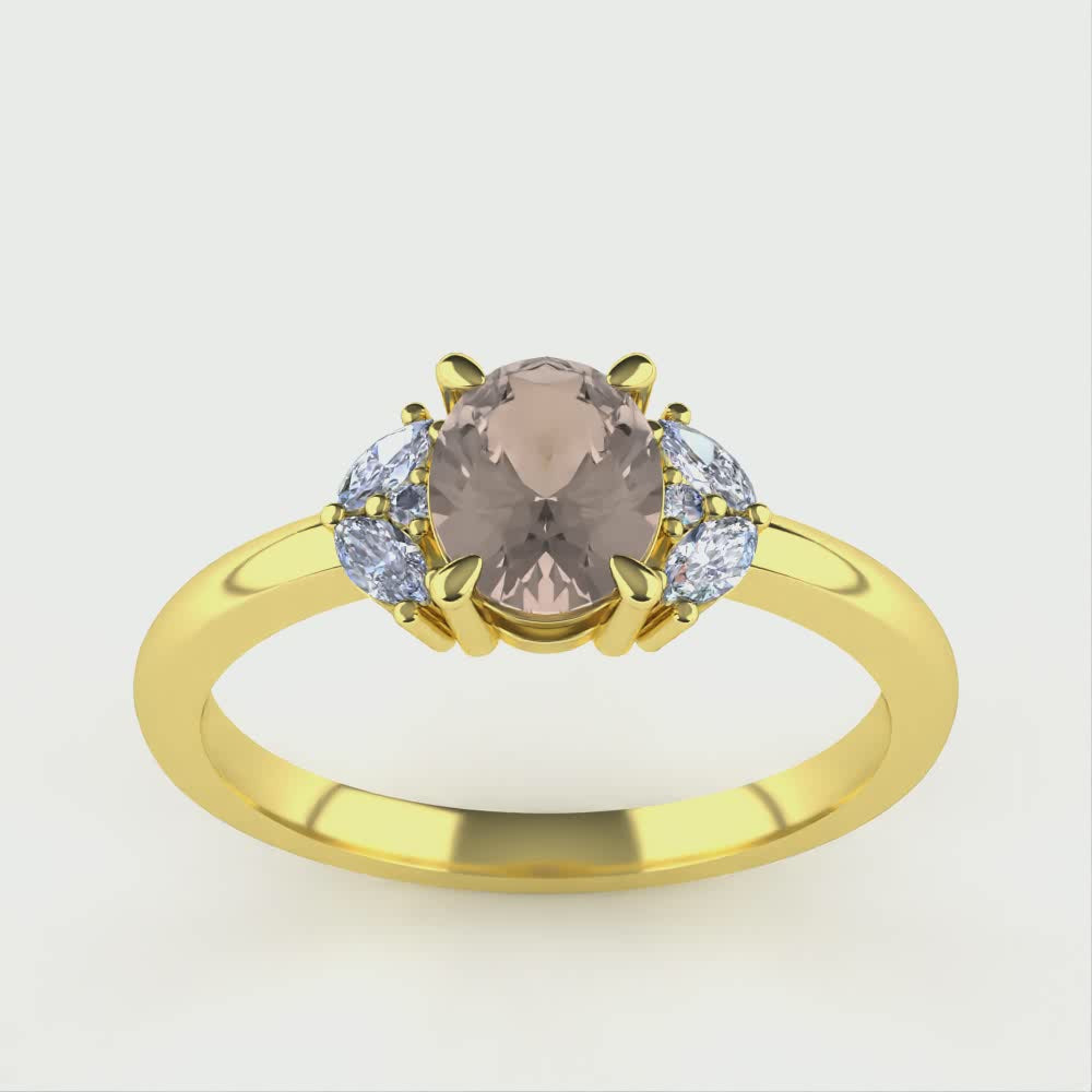 Este - The Taylor Collection - Oval Cut Champagne Sapphire Cluster Engagement Ring