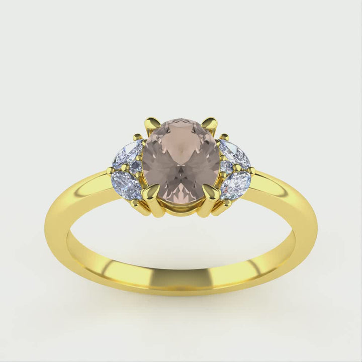 Este - The Taylor Collection - Oval Cut Champagne Sapphire Cluster Engagement Ring