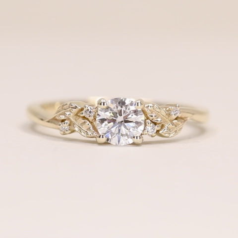 Wren - Round Mozambique Garnet Floral Nature-Inspired Made-to-Order Engagement Ring Engagement Rings - Made-to-Order