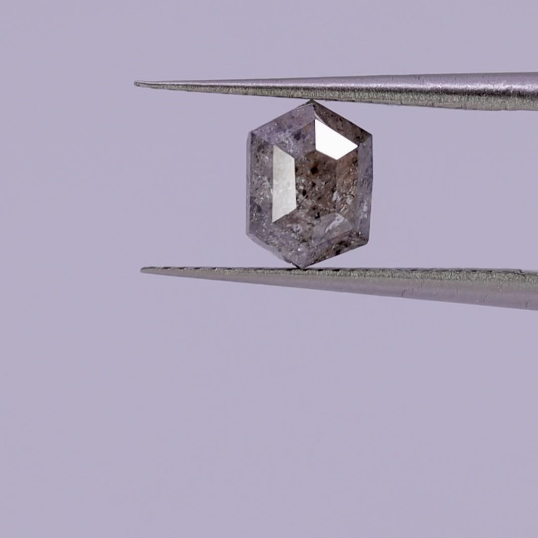 Salt and Pepper Diamond | 1.45ct Hexagon Cut, Loose Gemstone