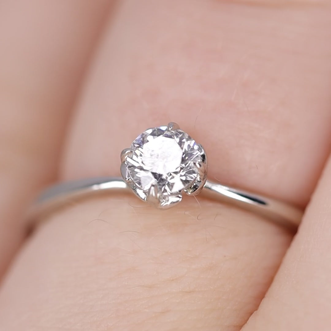 Rose - Round Lab Grown Diamond Floral Solitaire Engagement Ring - Ready-To-Wear