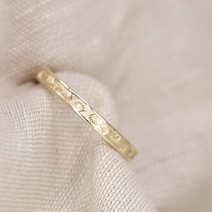 Goldie - Art Deco Fan Detail Straight Wedding Ring - Made-to-Order Wedding Rings - Made-to-Order