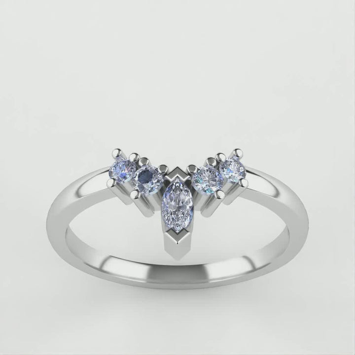 Winnie - Marquise Solar Lab Diamond Tiara Wedding Ring - Ready-to-Wear