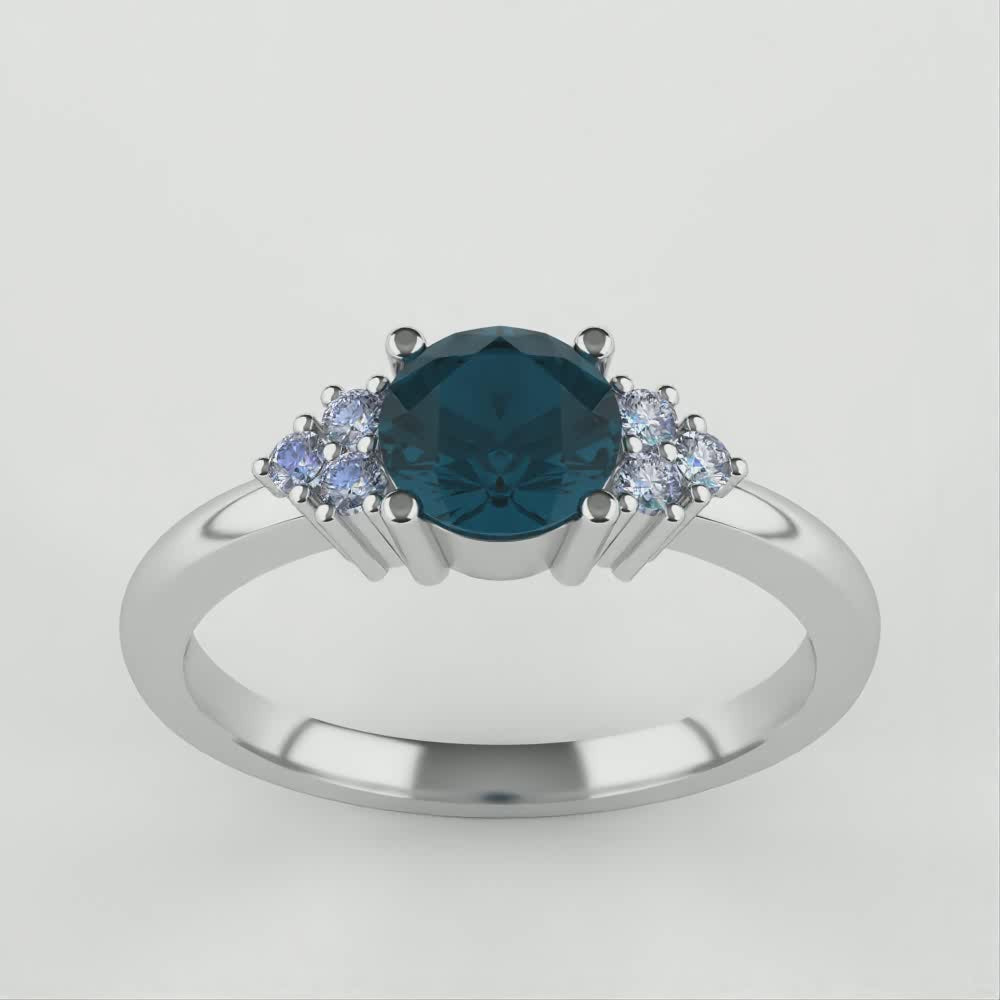 Henrietta - Round Blue Sapphire Cluster Engagement Ring