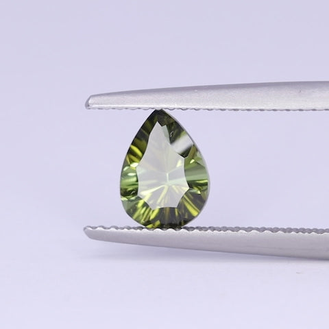 1.06ct Pear Cut Green Optix Concave Tourmaline Loose Gemstones