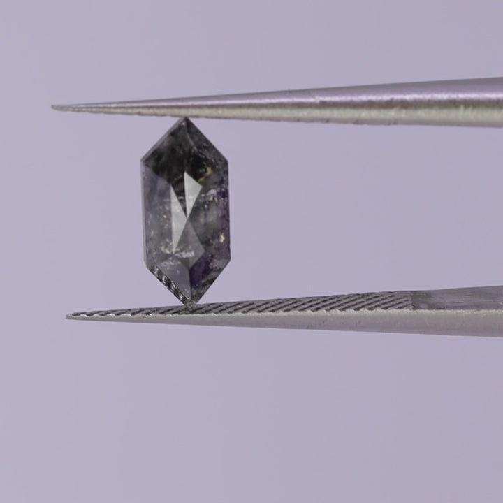 Salt and Pepper Diamond | 1.02ct Elongated Hexagon Cut, Loose Gemstone