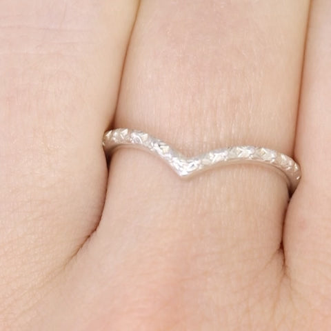 Flora - Floral Pattern Wishbone Wedding Ring - Made-to-Order Wedding Rings - Made-to-Order