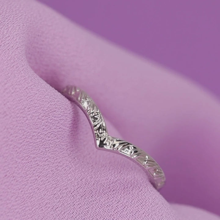 Madison - Dainty Deco Collection - Art Deco Inspired Fan Design Wishbone Wedding Band - Made-to-Order