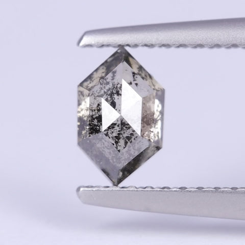 0.73ct Hexagon Rose Cut Salt and Pepper Diamond Loose Gemstones