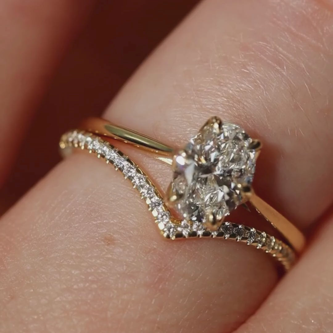 Raine - Oval Cut Diamond Floral Petal Basket Solitaire Build Your Own Engagement Ring