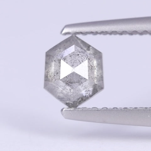 0.72ct Hexagon Rose Cut Salt and Pepper Diamond