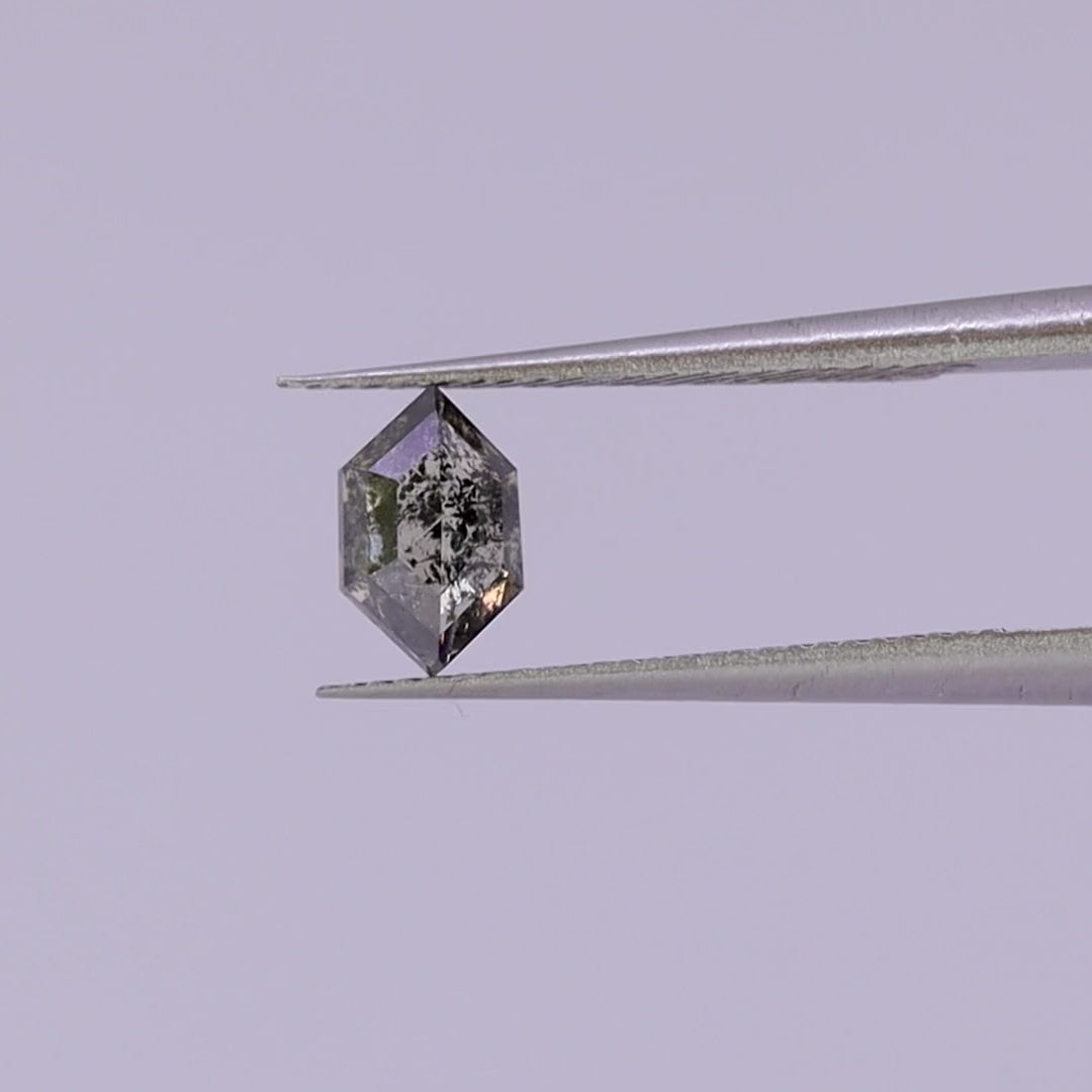 Salt and Pepper Diamond | 0.73ct Hexagon Rose Cut, Loose Gemstone