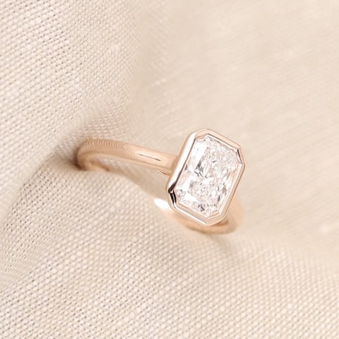 Sabrina - Radiant Cut Lab Grown Diamond Bezel Set Solitaire Engagement Ring - Ready-to-Ship
