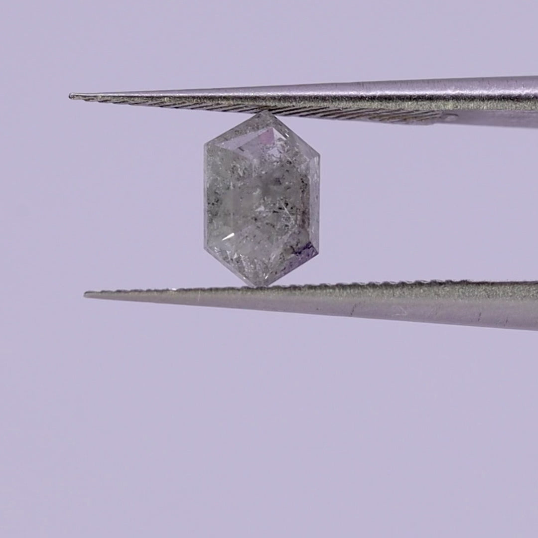 Salt and pepper diamond | 0.99ct elongated hexagon cut Loose Gemstone