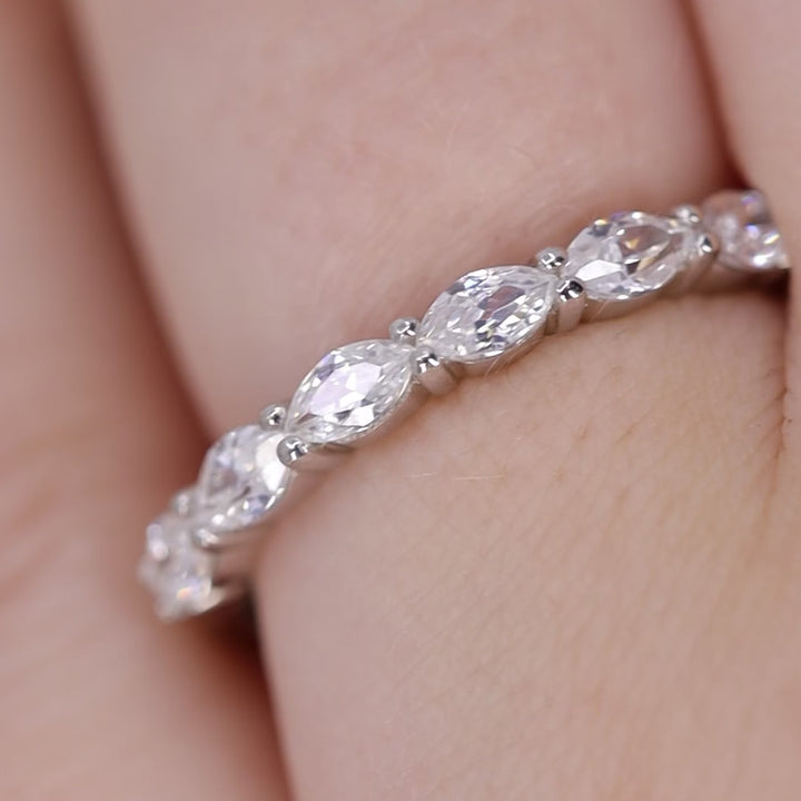 Faye - Marquise Diamond Set Half Eternity Wedding Ring - Made-to-Order