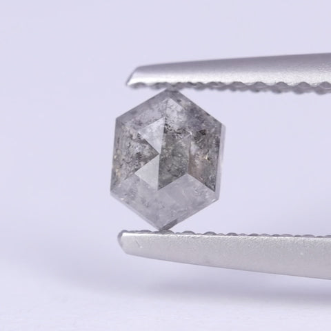 0.57ct Elongated Hexagon Rose Cut Salt and Pepper Diamond Loose Gemstones