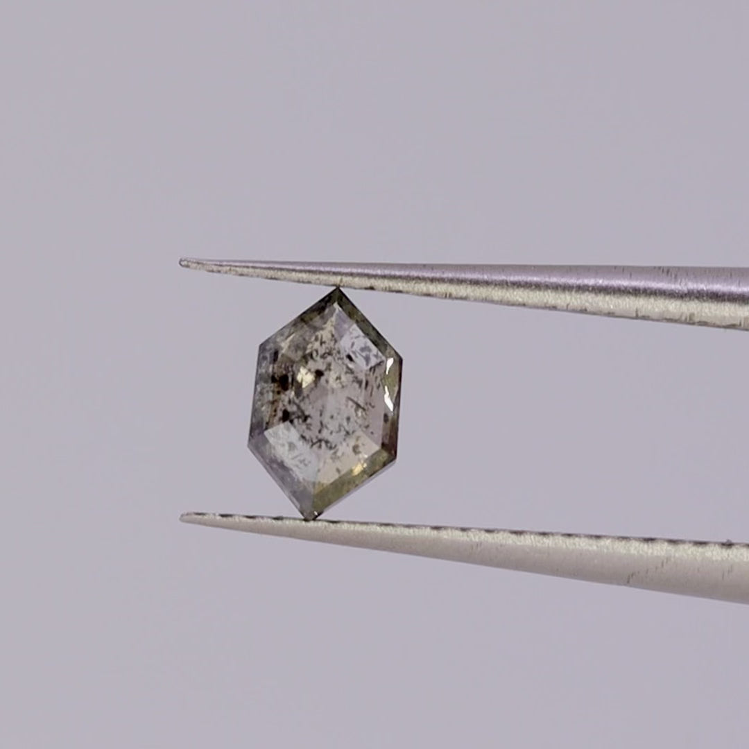 Salt and Pepper Diamond | 0.37ct Elongated Hexagon Cut, Loose Gemstone