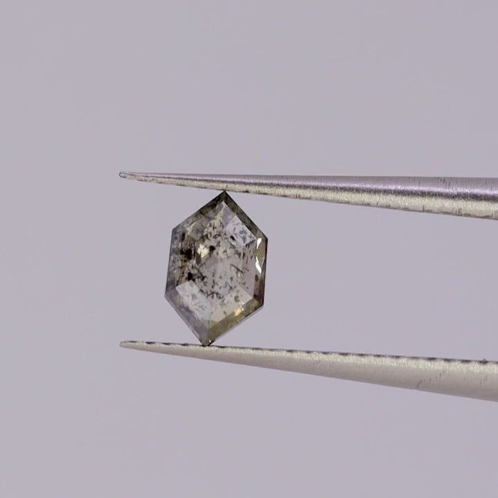 Salt and Pepper Diamond | 0.37ct Elongated Hexagon Cut, Loose Gemstone